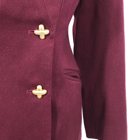 Pure New wool blazer holiday suit coat ruffled lapel gold metal buttons size 38 - Picture 5 of 9